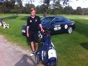 Det kun 13-årige stortalent fra Silkeborg Ry Golfklub, Rasmus Bofill, skal møde idolerne Thomas Bjørn og Thorbjørn Olesen i ”landskampen” mandag. Foto: Frits Christensen.