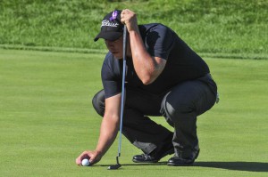 29-7-2012 PGA Tour 2012, RBC Canadian Open, Hamilton Golf & Country Club, Ancaster, Ontario, Canada. 26-29 Jul. Scott  Stallings of United States lines up his putt on the 18th green during the final round.