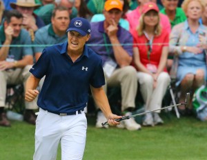 12-04-15 European Tour 2015, The Masters Tournament, Augusta National GC, Augusta, Georgia, USA. 09-12 Apr. Jordan  Spieth of United States reacts to making his par putt on the 16th green as he closes in on his win during the final round. # NO AGENTS #
