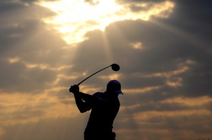 25-10-13 European Tour 2013, Final Series: BMW Masters presented by SRE Group, Lake Malaren Golf Club, Shanghai, China. 24-27 oct. A player as silhouette during the second round.