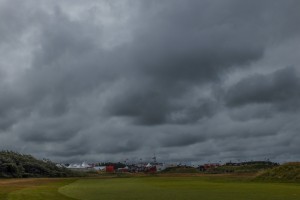 13-07-14 Ladies European Tour 2014, Ricoh Women's British Open, Royal Birkdale Golf Club, Southport, Lancashire, England, UK. 10-13 July. Dark clouds over the course in the morning during the final round.