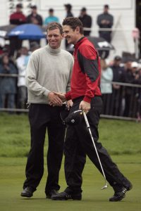 27-5-07 European Tour 2007 / BMW PGA Championship / Wentworth Club, Virginia Water, Surrey, England/24-27 May 2007 / sunday, Anders Hansen is congratulated by Justin Rose after winning the BMW PGA Championship