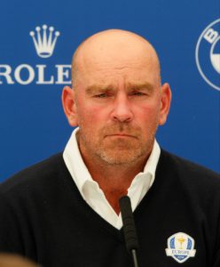 27-05-16 European Tour 2016,  BMW PGA Championship, Wentworth Club, Virginia Water, Surrey, England, UK. 26-29 May. Thomas  Bjorn of Denmark Darren Clarke (NIR) announces Paul Lawrie (SCO), Padraig Harrington (IRL) and Thomas Bjorn (DEN) as his vice-captains for The 2016 Ryder Cup to be played at Hazeltine National Golf Club from 30th September to 2nd October 2016 Picture Stuart Adams,  after a press conference on day two.
